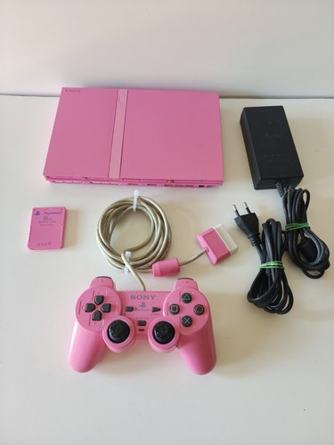 Console ps2 slim rosa completa - console,